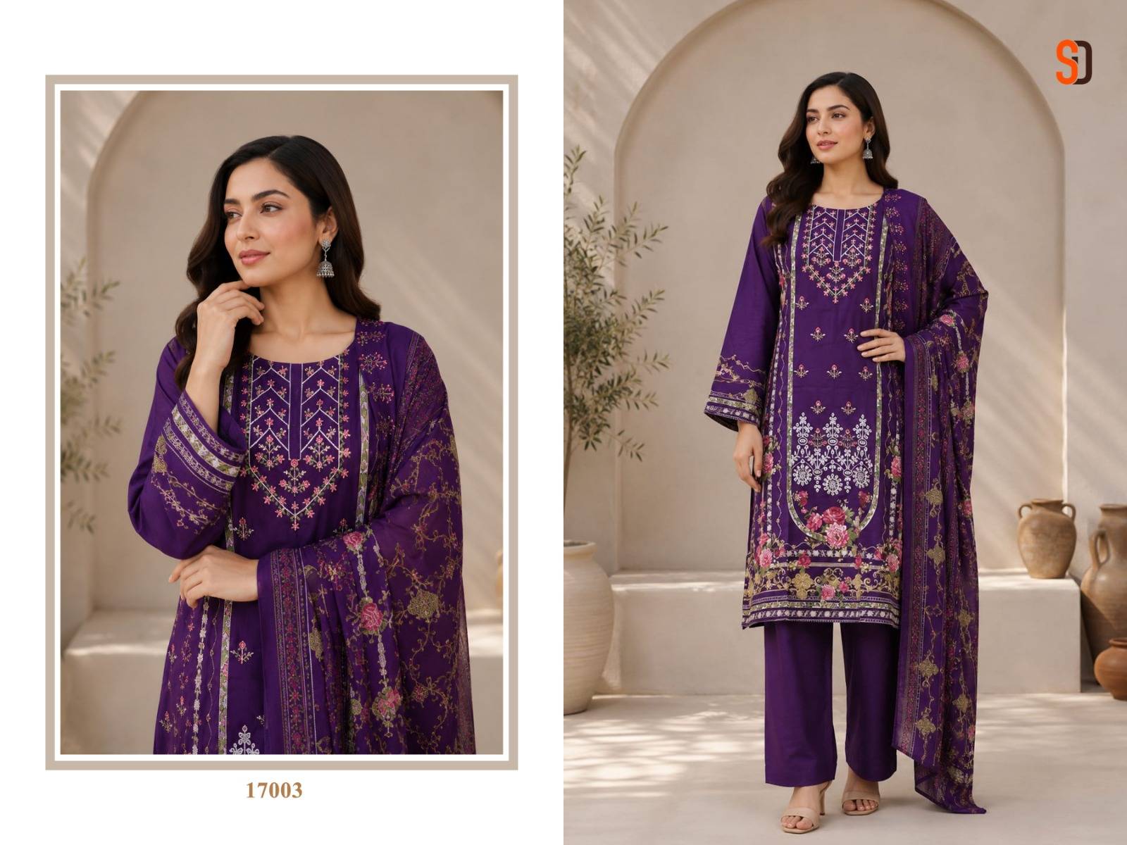 BIN SAEED VOL-17 By SHARDDHA DESIGNER 17001 To 17006 Series Premium Pure Cotton dresses at Wholesale Price